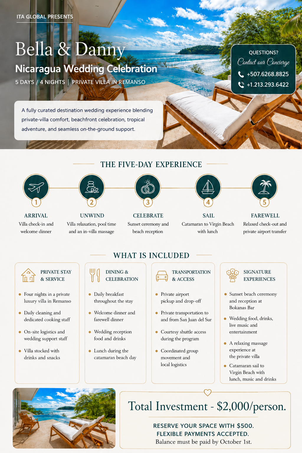 Bella & Danny - Nicaraguan Wedding Celebration Package - Private Villa