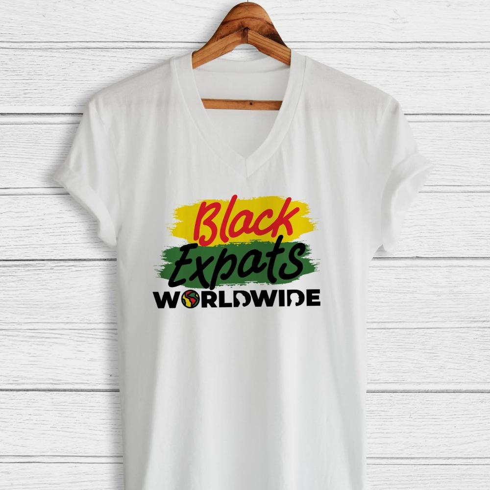 Black Expats Worldwide V Neck T-Shirt for Women